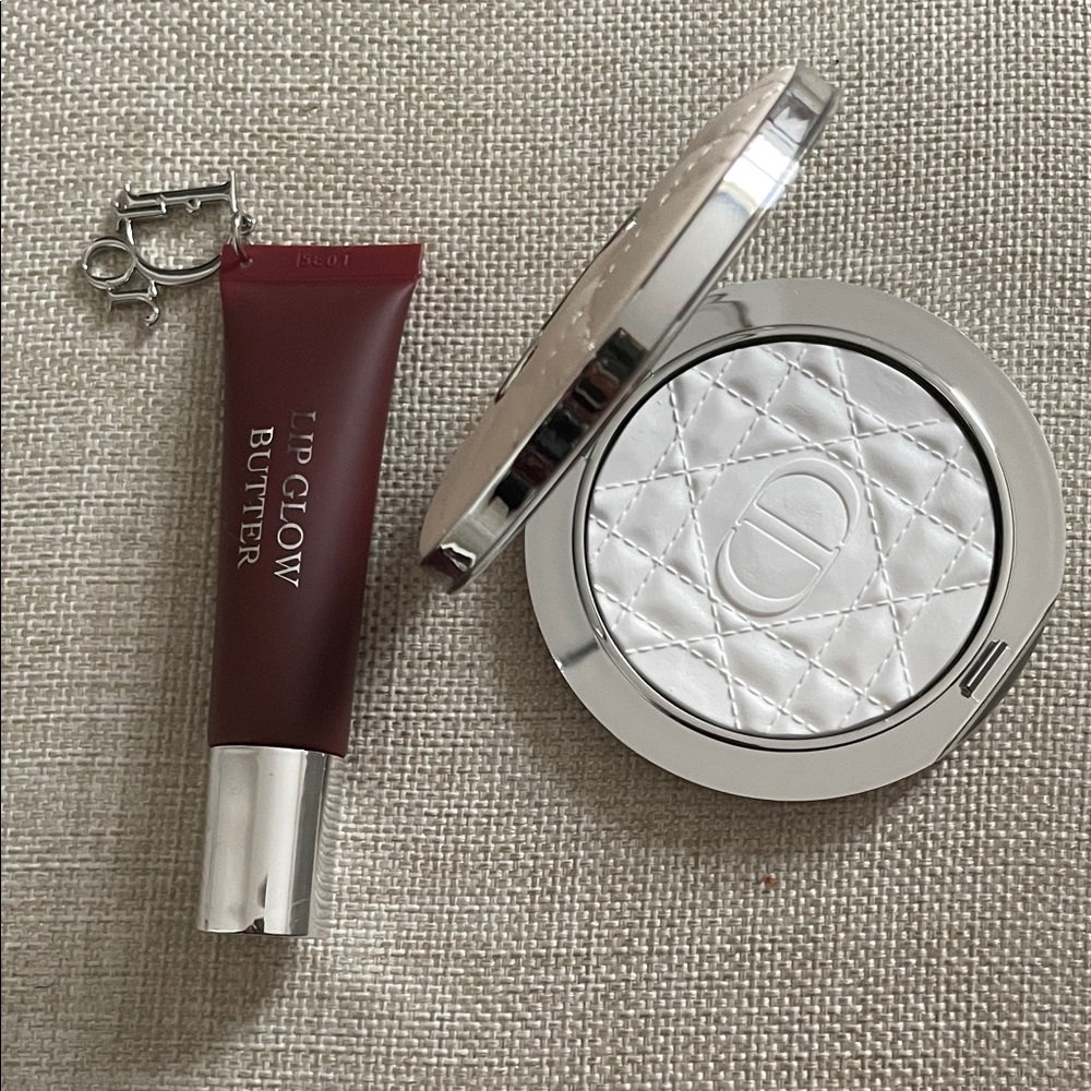 Dior Lip Glow Butter and Compact - Burgundy and Silver